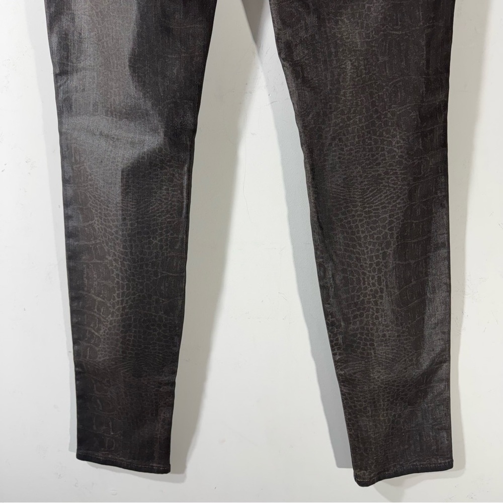 Rich & Skinny jeans brown croc print waxed coated jeans NWT - Picture 8 of 13